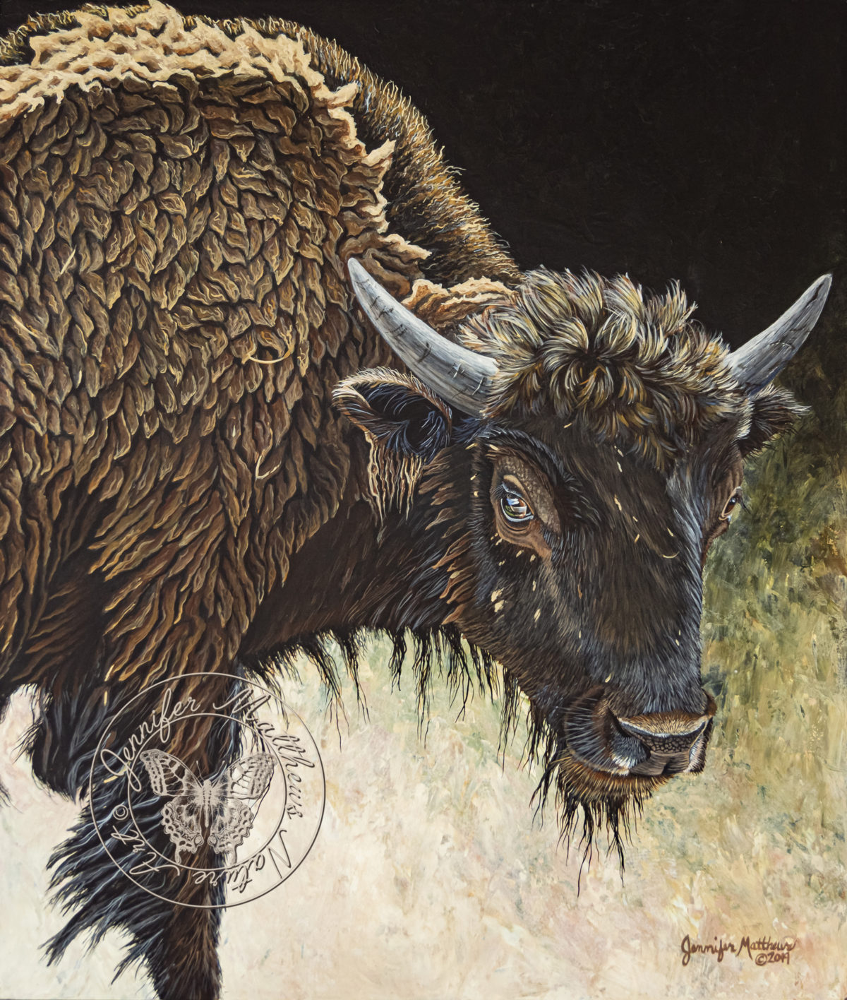 Original art, Oil Painting,acrylic painting, north dakota, wildlife, midlife art, wildlife painting, nature, nature art, nature painting, capture north dakota, north dakota legendary, north dakota be legendary, explore north dakota, ND, Bison, American Bison, Bison Bull, Buffalo, young bison, Theodore Roosevelt National Park, TRNP