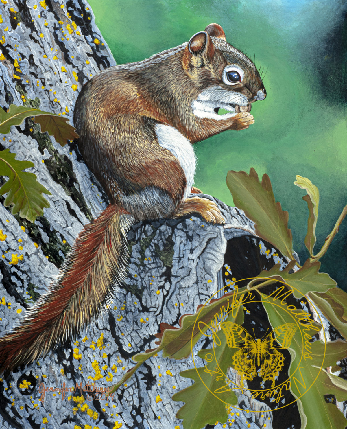 Original art, Oil Painting,acrylic painting, north dakota, wildlife, midlife art, wildlife painting, nature, nature art, nature painting, capture north dakota, north dakota legendary, north dakota be legendary, explore north dakota, ND, red squirrel, squirrel, burr oak, oak, lake metigoshe