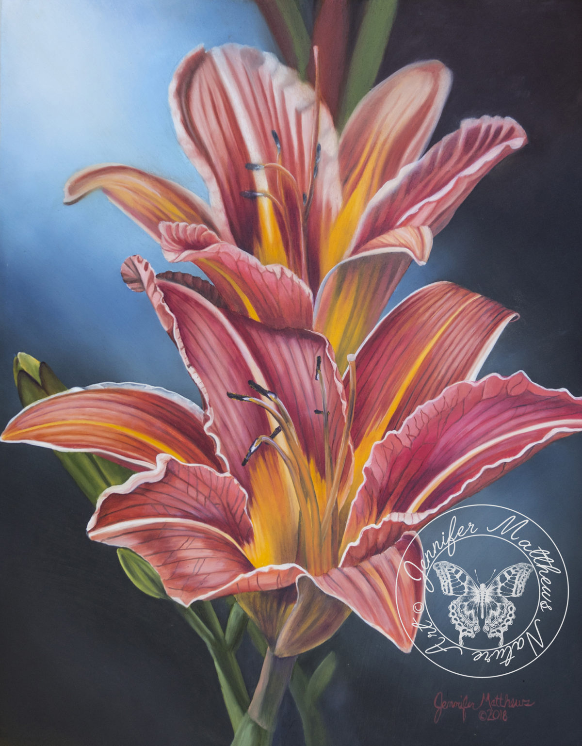 Original art, Oil Painting,acrylic painting, north dakota, wildlife, midlife art, wildlife painting, nature, nature art, nature painting, capture north dakota, north dakota legendary, north dakota be legendary, explore north dakota, ND, daylily, orange flower